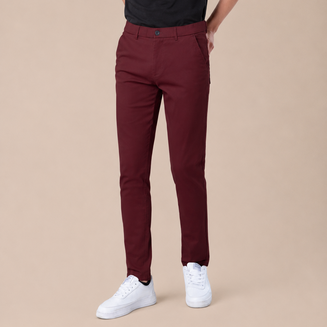 Plaid&Plain Men's Skinny Fit Chino Pants
