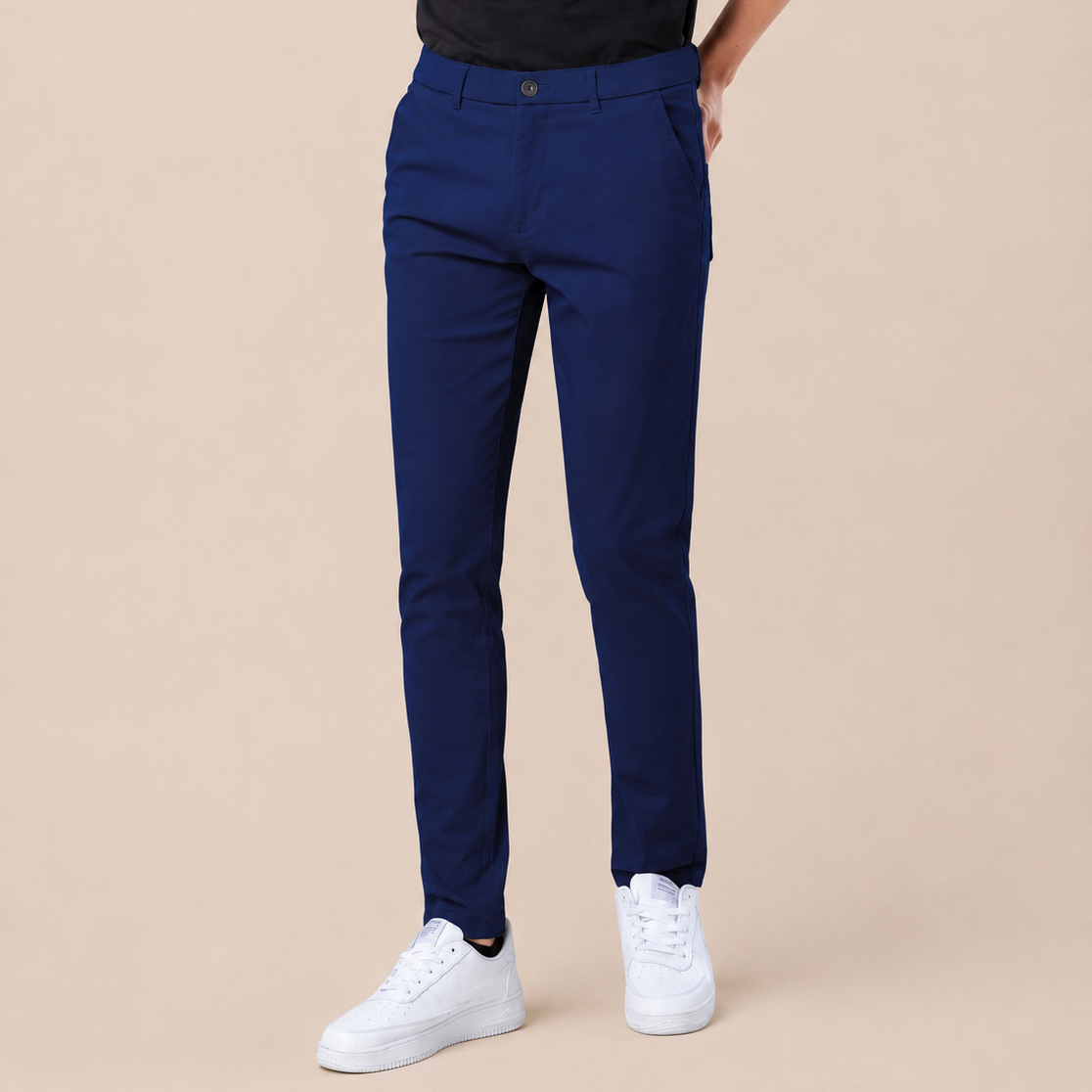 Plaid&Plain Men's Skinny Fit Chino Pants