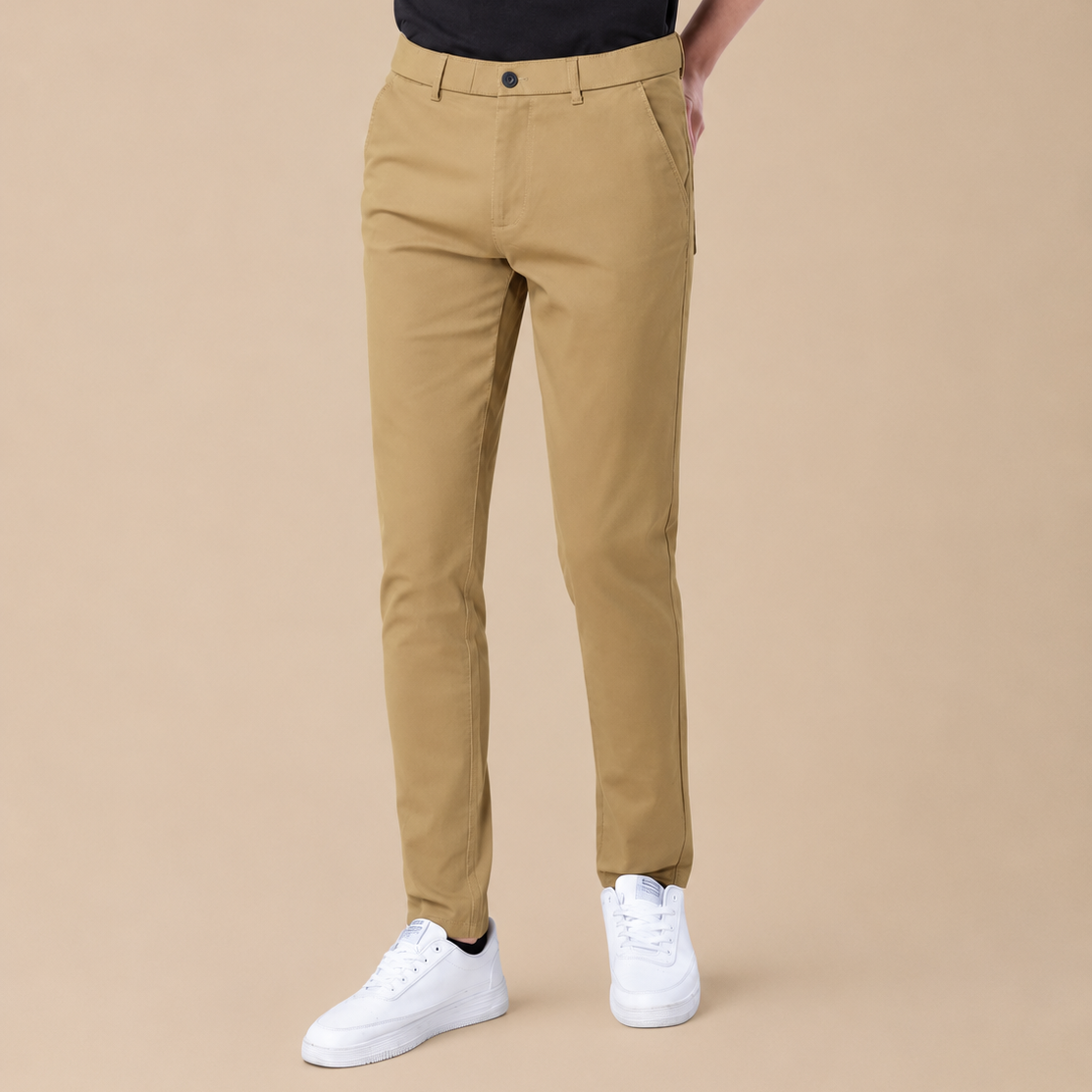 Plaid&Plain Men's Skinny Fit Chino Pants